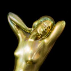 Picture 5/6 -Zsolnay eozin mázas kisplasztika: "Vágyakozás"