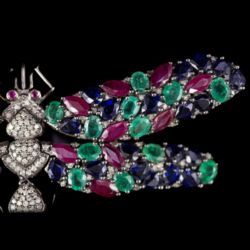 Picture 4/6 -Szitakötő bross/ medál szines drágakövekkel