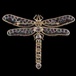 Picture 6/6 -Szitakötő bross/ medál szines drágakövekkel