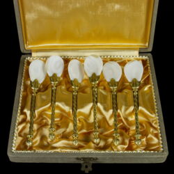 Picture 1/3 -Russian gilded silver spoon set with box