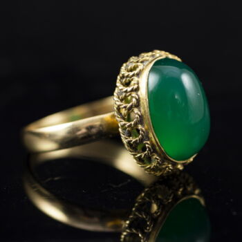 Női gyűrű zöld kabochon achátkővel