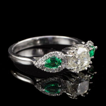 Alliance-style diamond emerald ring