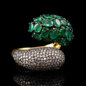 Smaragd-Gyémántköves női gyűrű
