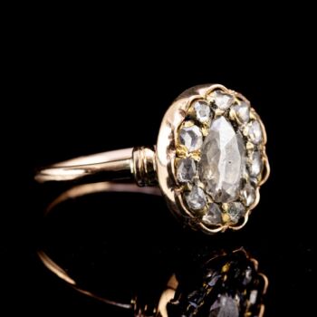Női arany gyűrű antik gyémánt rozettával