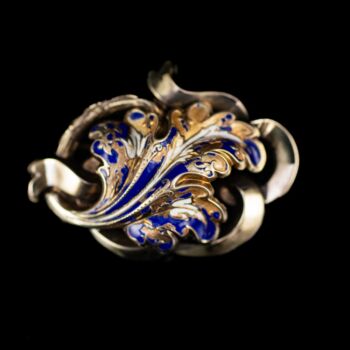 Biedermeier arany bross kobaltkék zománcozással