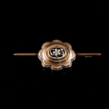 Biedermeier arany bross / sáltű apró tahiti igazgyöngygyel
