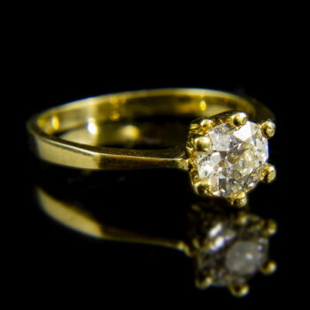 14 karátos sárgaarany szoliter gyűrű briliáns csiszolású gyémánt kővel (1.02 ct)
