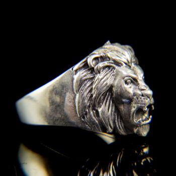 Sterling ezüst férfi gyűrű oroszlánfejes díszítéssel