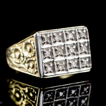 Férfi arany pecsétgyűrű gyémántkövekkel