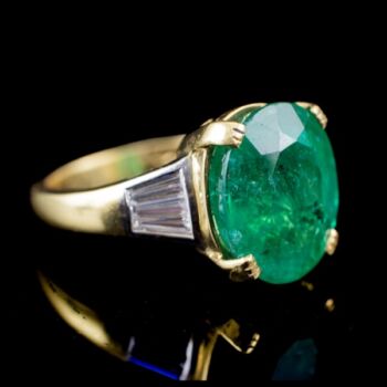 Smaragd és gyémánt köves arany gyűrű