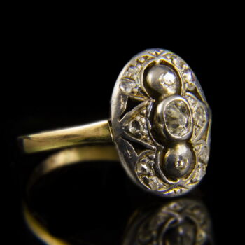 Art deco fazonú gyémánt köves arany gyűrű
