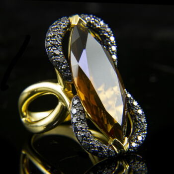 Olasz design arany gyűrű citrin kővel