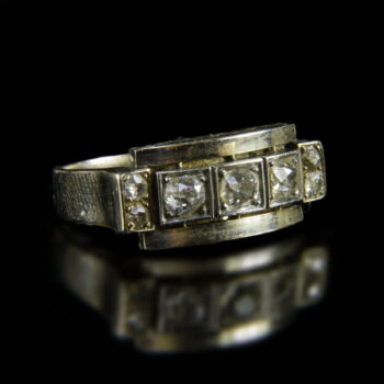 Fehérarany gyémánt köves női art deco gyűrű