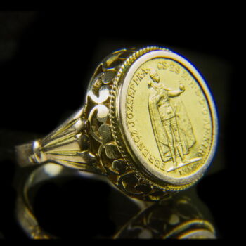 Férfi arany pecsétgyűrű 10 Koronás érmével