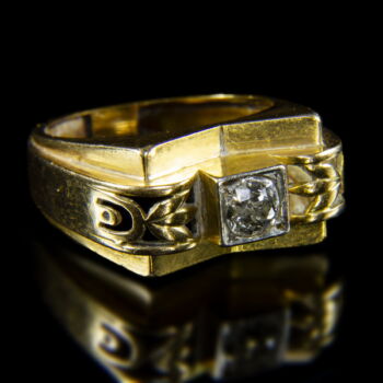 Szoliter fazonú női gyűrű régi csiszolású gyémántkővel