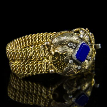 Biedermeier arany karkötő lápisz lazuli kővel