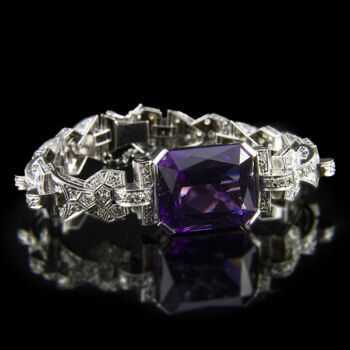 Platinum bracelet with amethyst and diamonds