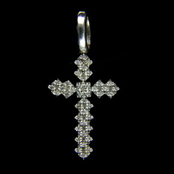 14 K white gold cross pendant with diamonds