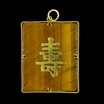Tigrisszem medál arany keretben kínai írásjellel