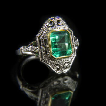 Emerald ring with diamonds