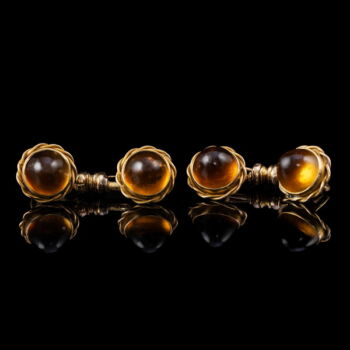 Mandzsettagomb pár cabochon citrinnel