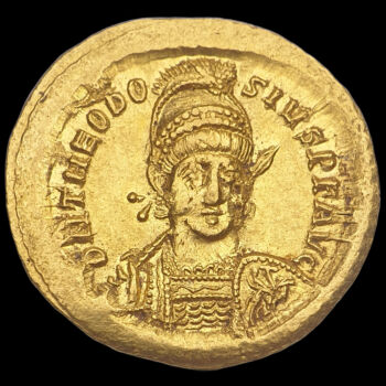 Theodosius II byzantine emperor gold solidus