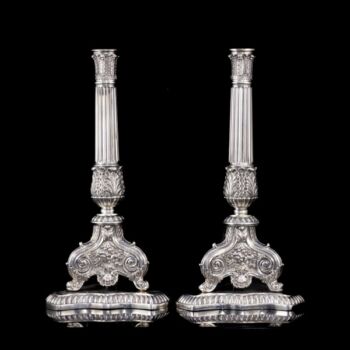 Pair of neoclassical silver candlesticks