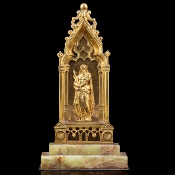 Ecce Homo small sculpture on a green onyx pedestal