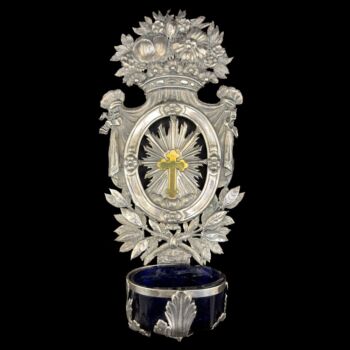 Silver wall-mounted holy water container