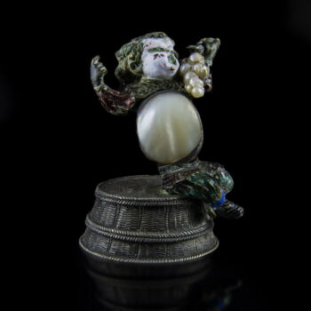 Antique silver enamel-decorated Bacchus figurine