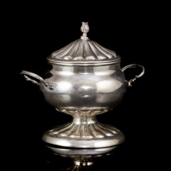 Italian silver sugar bowl with lid