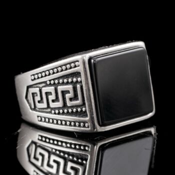 Férfi ezüst pecsétgyűrű ónixlappal