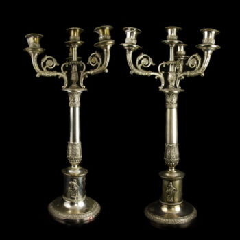 Empire-style pair of chandeliers,  4 branches