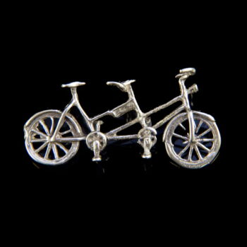 Mini ezüst tandem kerékpár