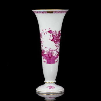 Herendi porcelán Pink Indiaikosár mintás tölcsér váza