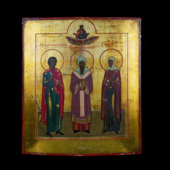 Icon with the depiction of three saints