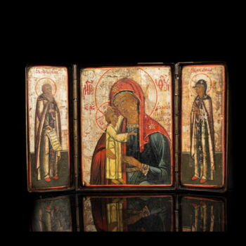 Orosz ikon Triptichon : Iveri Istenanya és Szent Anna