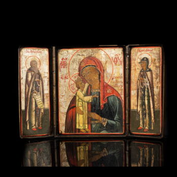 Russian icon Triptych: Mother of God of Iver and Saint Anna