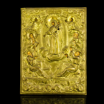 Theotokos, Mother of God icon with a brass oklad