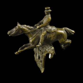 Bronz díjugrató lovas figura