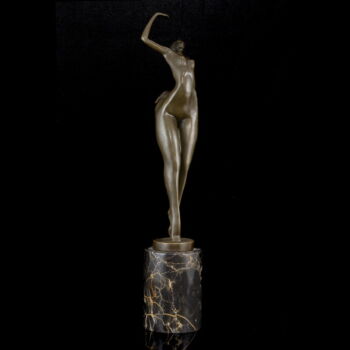 Juno jelzéssel kortárs bronz kisplasztika - női akt 