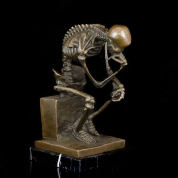 A gondolkodó - csontváz kortárs bronz szobor