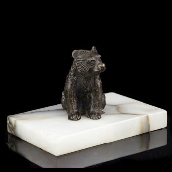 Bronze bear figurine table centerpiece