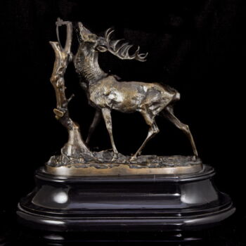 Unknown European sculptor after Pierre Jueies Mene (1810-79): Bronze deer