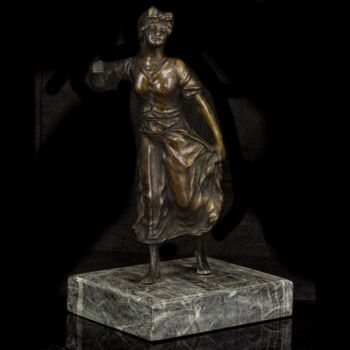 Barefoot female figure bronze sculpture