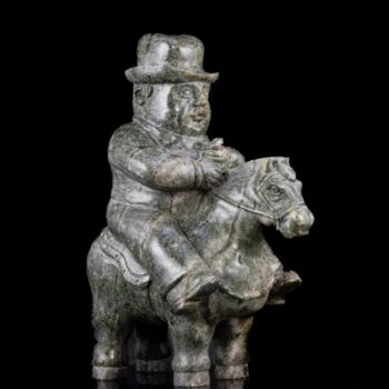 Contemporary marble sculpture: Man with a hat on horseback