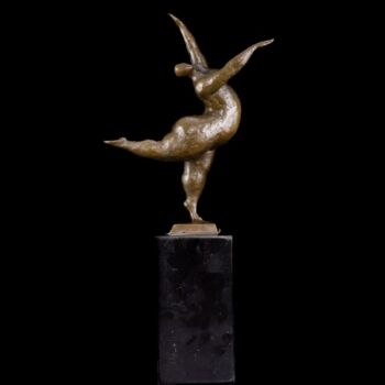 Contemporary bronze statue marked with A.Gory: plus-size dancer