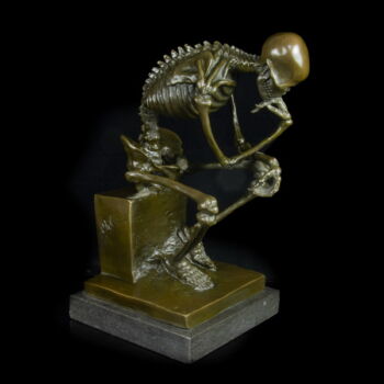 Rodin után:  "gondolkodó" Milo jelzéssel bronz csontváz figurája