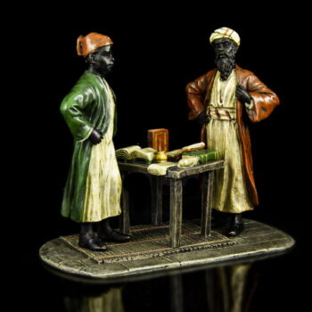 Wiener bronz stílusú mór könyvkötő figura kisplasztika