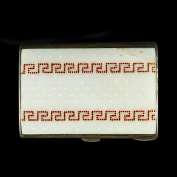 Silver necklace with Greek running dog pattern decorated with enamel